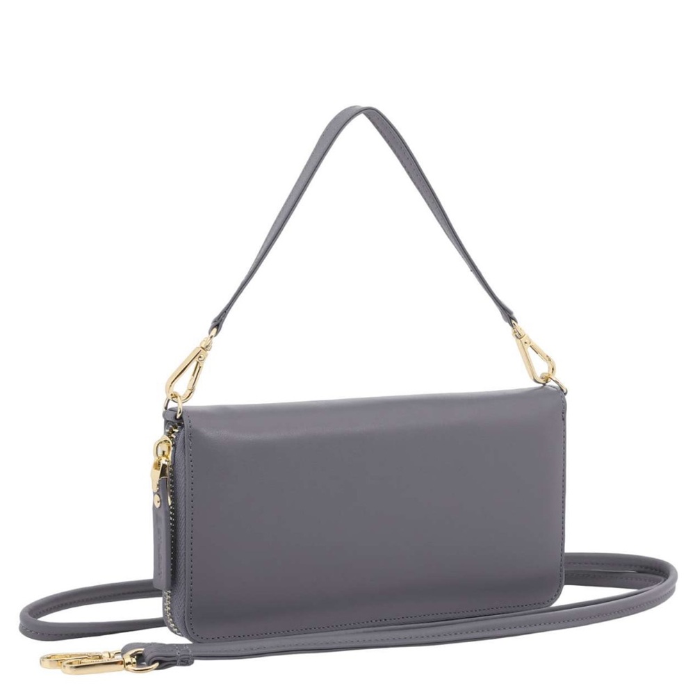 Stilgut smart wallet in leather. NWT. Color is grey Nappa
